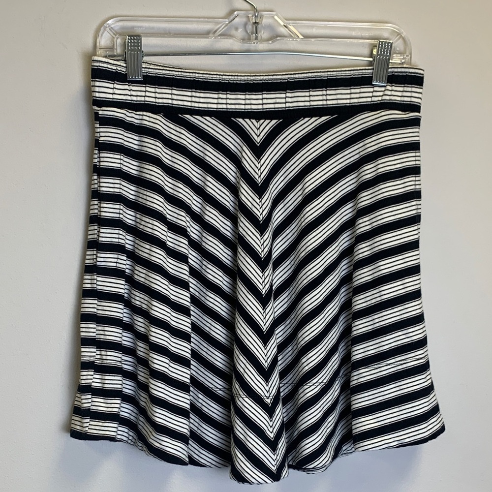 LOFT Black and White Striped A-Line Skirt